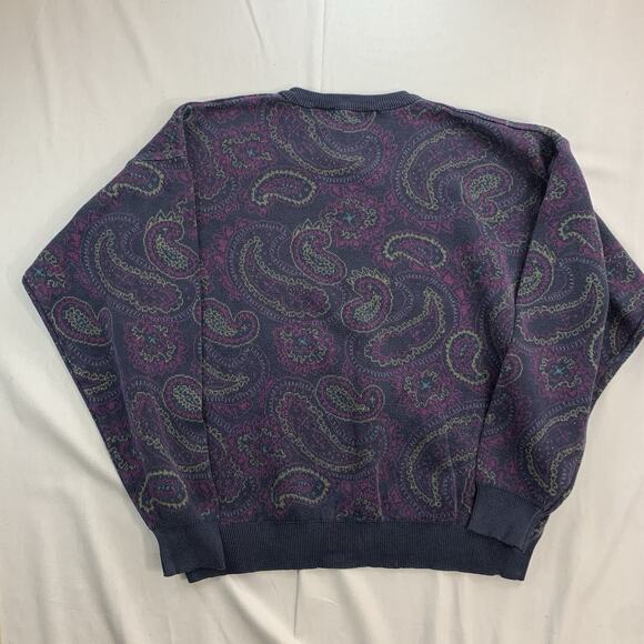 VTG 90’s Liz Wear Claiborne Sweater Womens Size Large Paisley Pattern Purple - Picture 4 of 7